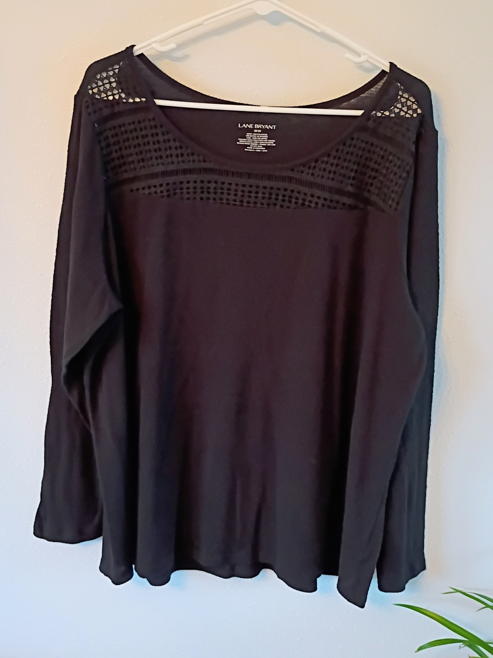 Lane Bryant Black Crochet Lace Long Sleeve Swing Top Plus Size 18/20 Tunic Blous